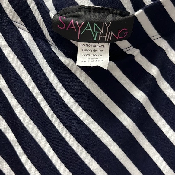 Navy & White Size Small Stretchy High Waist Maxi High-Low Long Skirt Side Slit - Picture 3 of 4